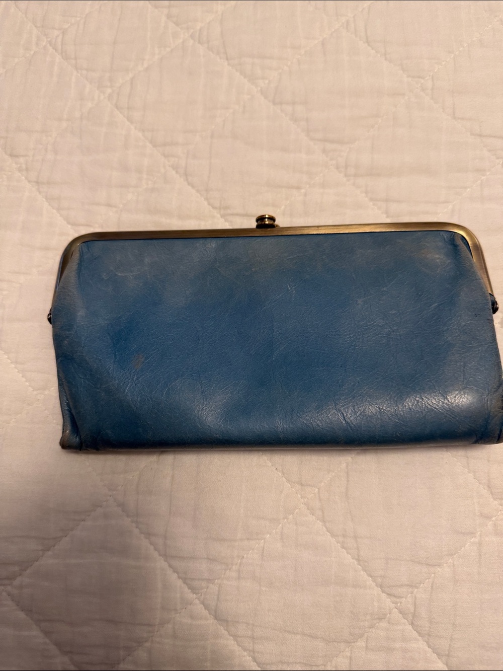 HOBO Teal-Blue Leather Frame Wallet Clutch